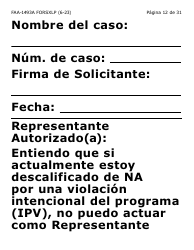 Formulario FAA-1493A-SXLP Solicitud De Representante Autorizado(A) (Letra Extra Grande) - Arizona (Spanish), Page 12