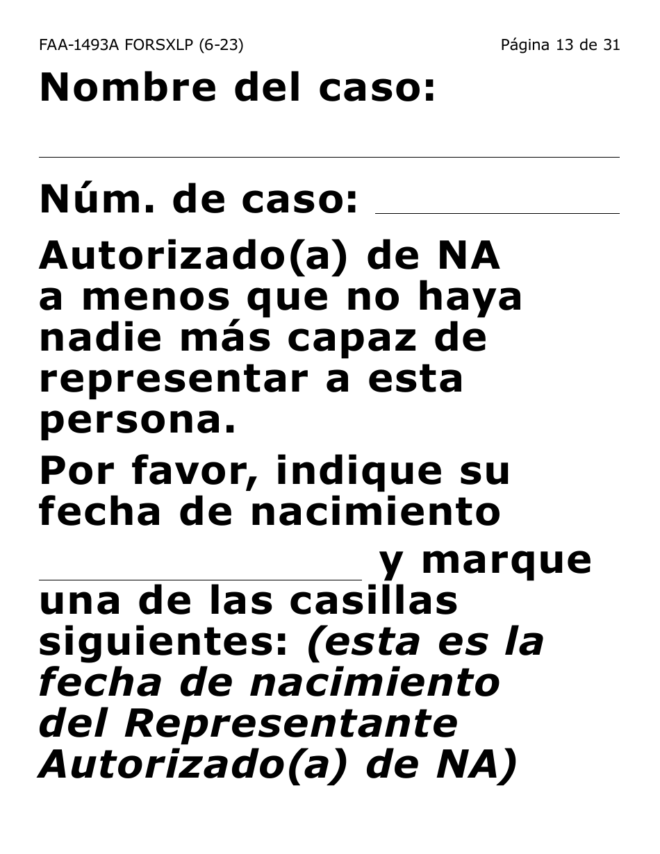Formulario FAA-1493A-SXLP Solicitud De Representante Autorizado(A) (Letra Extra Grande) - Arizona (Spanish), Page 13