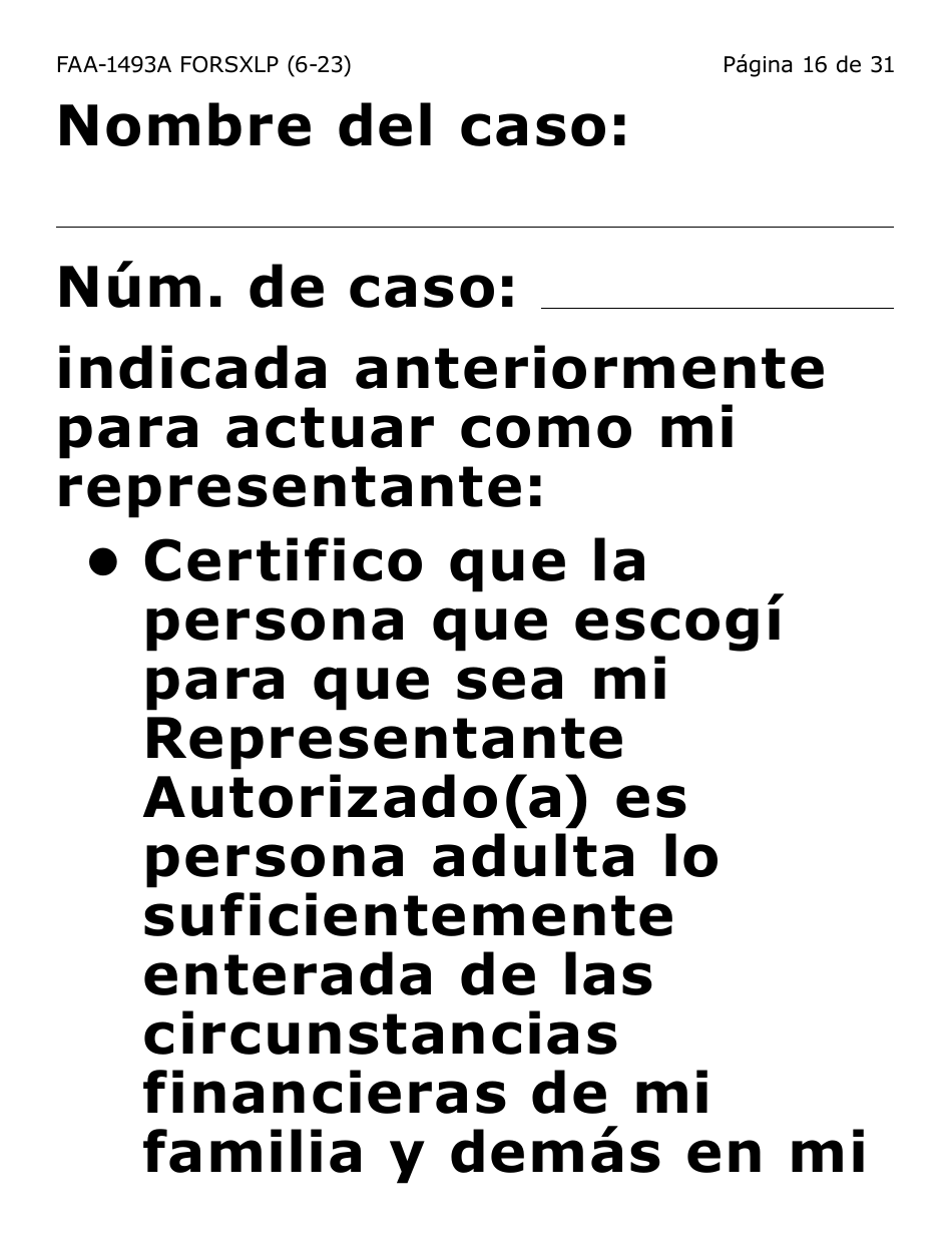Formulario FAA-1493A-SXLP Solicitud De Representante Autorizado(A) (Letra Extra Grande) - Arizona (Spanish), Page 16