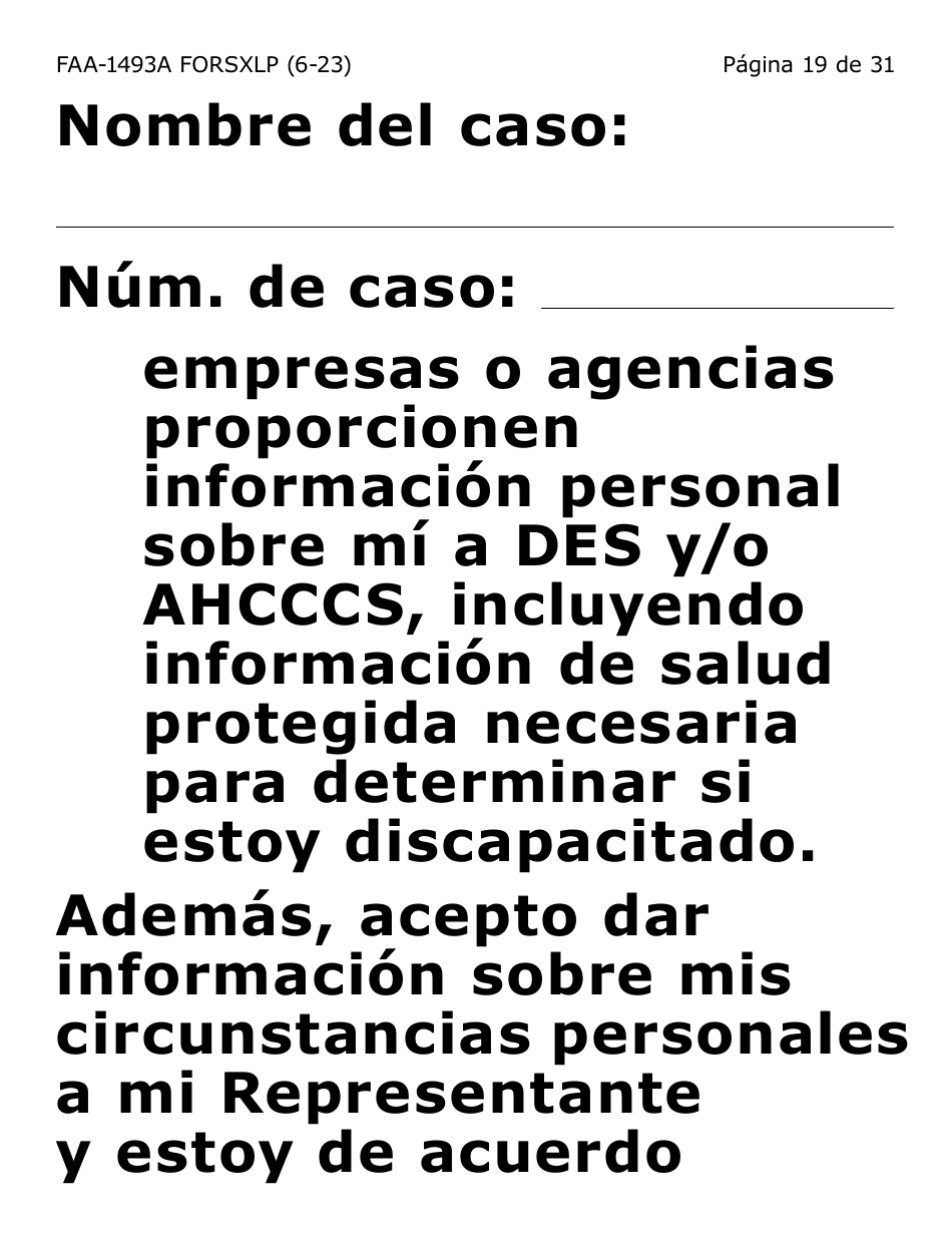 Formulario FAA-1493A-SXLP Solicitud De Representante Autorizado(A) (Letra Extra Grande) - Arizona (Spanish), Page 19