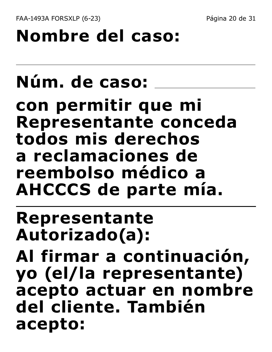 Formulario FAA-1493A-SXLP Solicitud De Representante Autorizado(A) (Letra Extra Grande) - Arizona (Spanish), Page 20