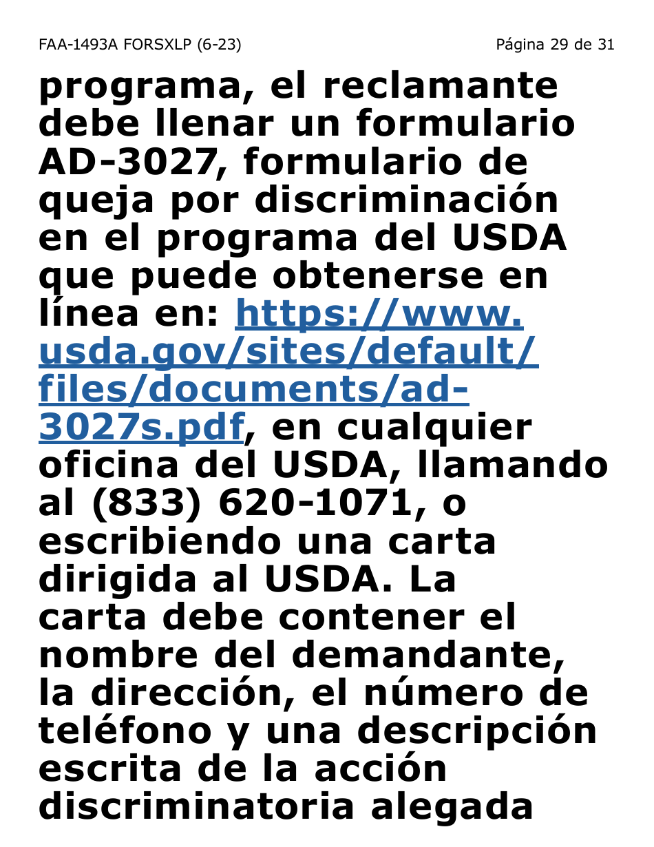Formulario FAA-1493A-SXLP Solicitud De Representante Autorizado(A) (Letra Extra Grande) - Arizona (Spanish), Page 29