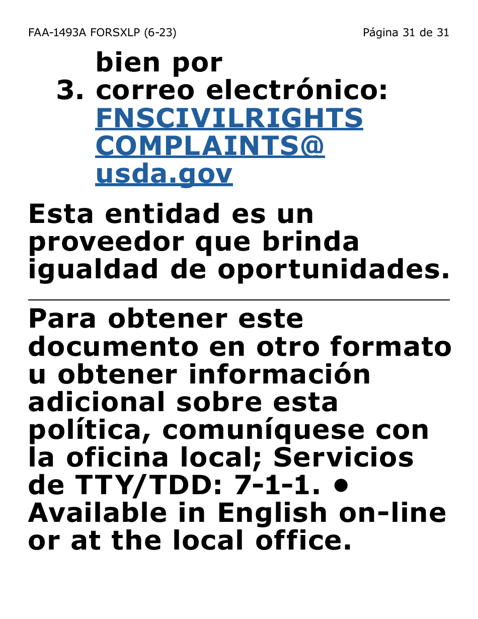 Formulario FAA-1493A-SXLP Solicitud De Representante Autorizado(A) (Letra Extra Grande) - Arizona (Spanish), Page 31