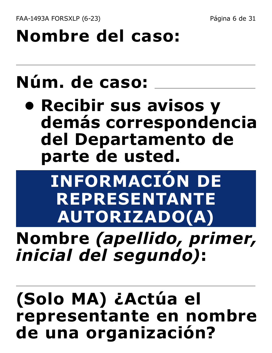 Formulario FAA-1493A-SXLP Solicitud De Representante Autorizado(A) (Letra Extra Grande) - Arizona (Spanish), Page 6