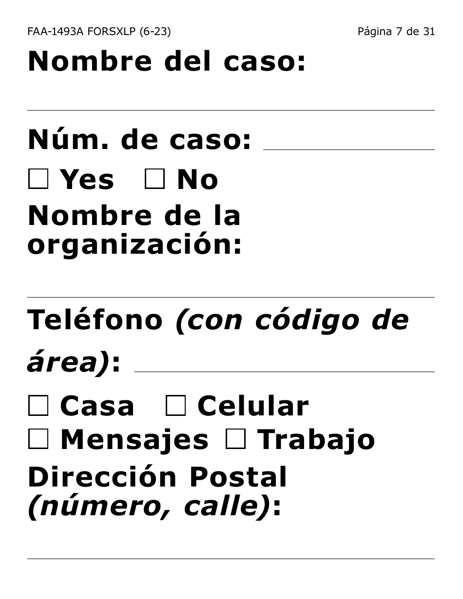 Formulario FAA-1493A-SXLP Solicitud De Representante Autorizado(A) (Letra Extra Grande) - Arizona (Spanish), Page 7