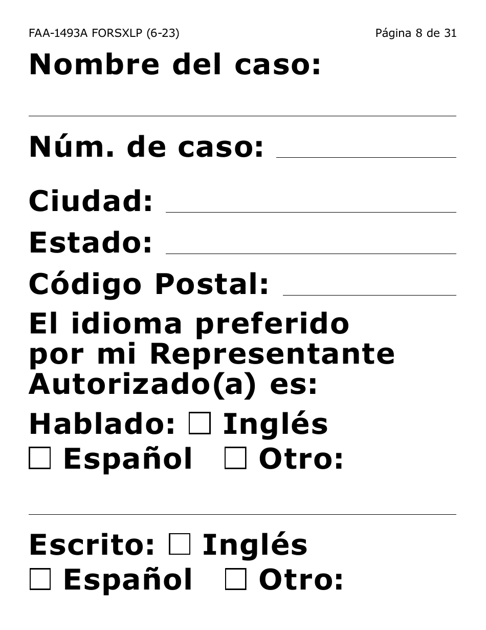 Formulario FAA-1493A-SXLP Solicitud De Representante Autorizado(A) (Letra Extra Grande) - Arizona (Spanish), Page 8