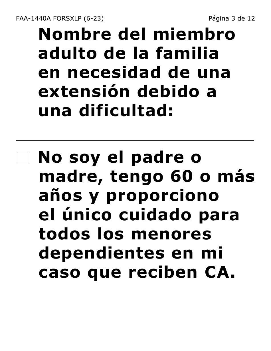 Form FAA-1440A-SXLP Solicitud De Extension Del Limite De Beneficios De Asistencia En Efectivo (Letra Extra Grande) - Arizona, Page 3