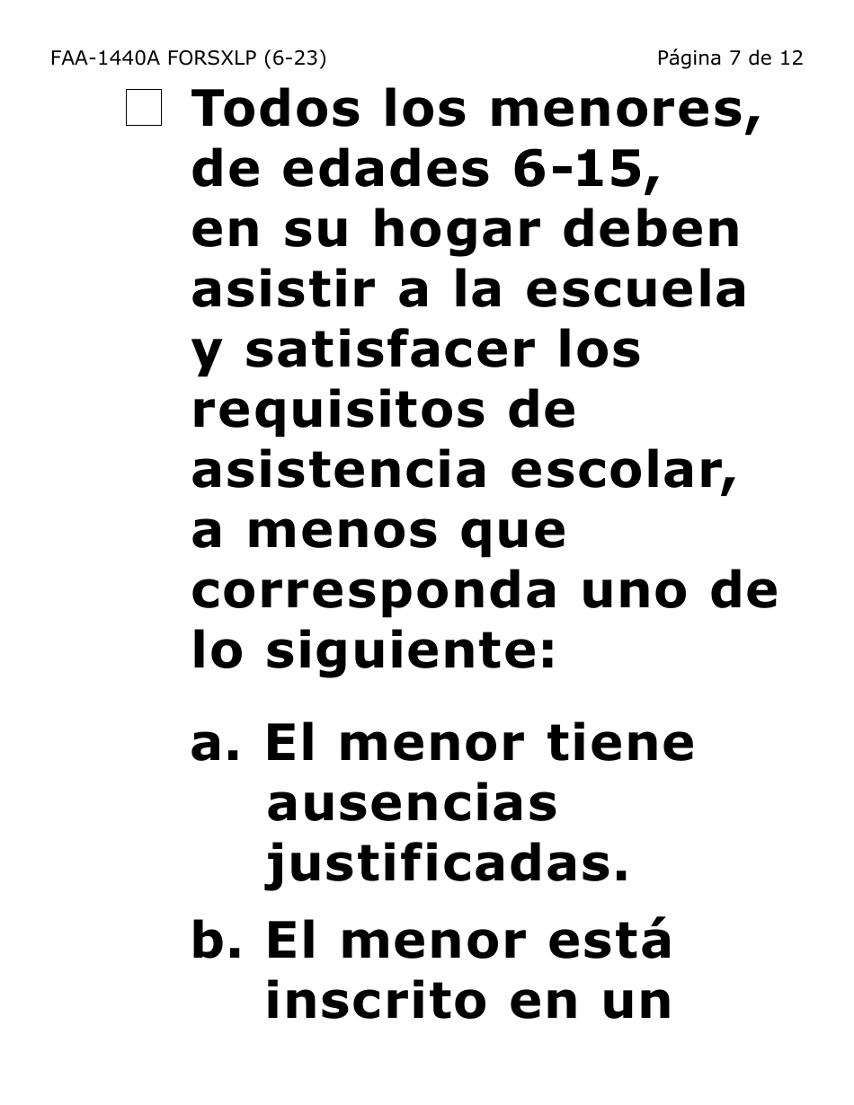 Form FAA-1440A-SXLP Solicitud De Extension Del Limite De Beneficios De Asistencia En Efectivo (Letra Extra Grande) - Arizona, Page 7