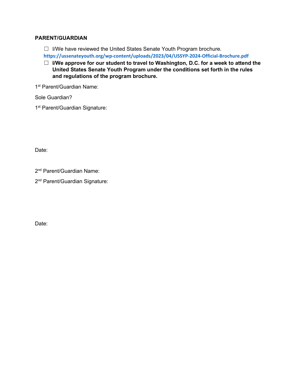 Application Addendum: Required Signatures - United States Senate Youth Program (Ussyp) - North Dakota, Page 3