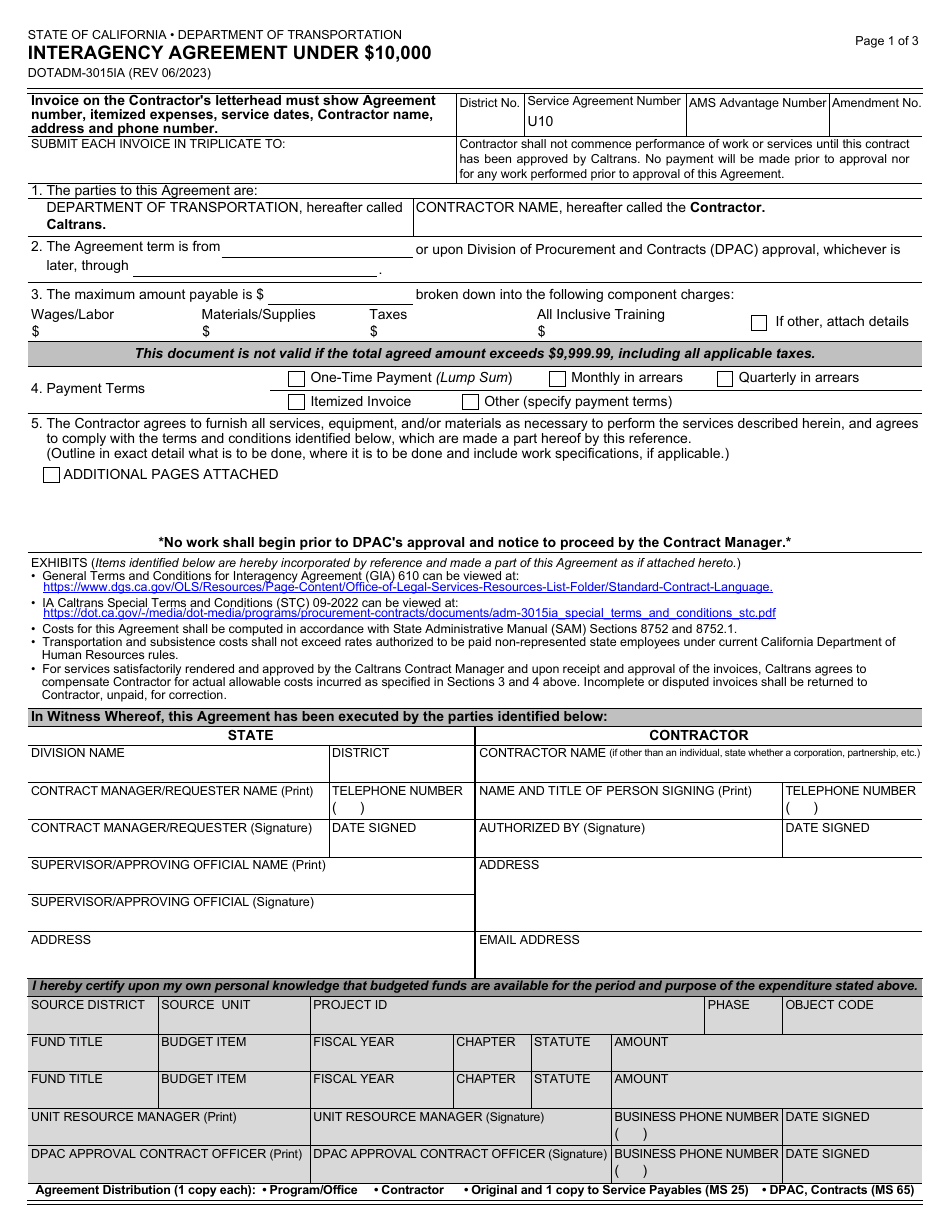 Form DOT ADM-3015IA - Fill Out, Sign Online and Download Fillable PDF ...