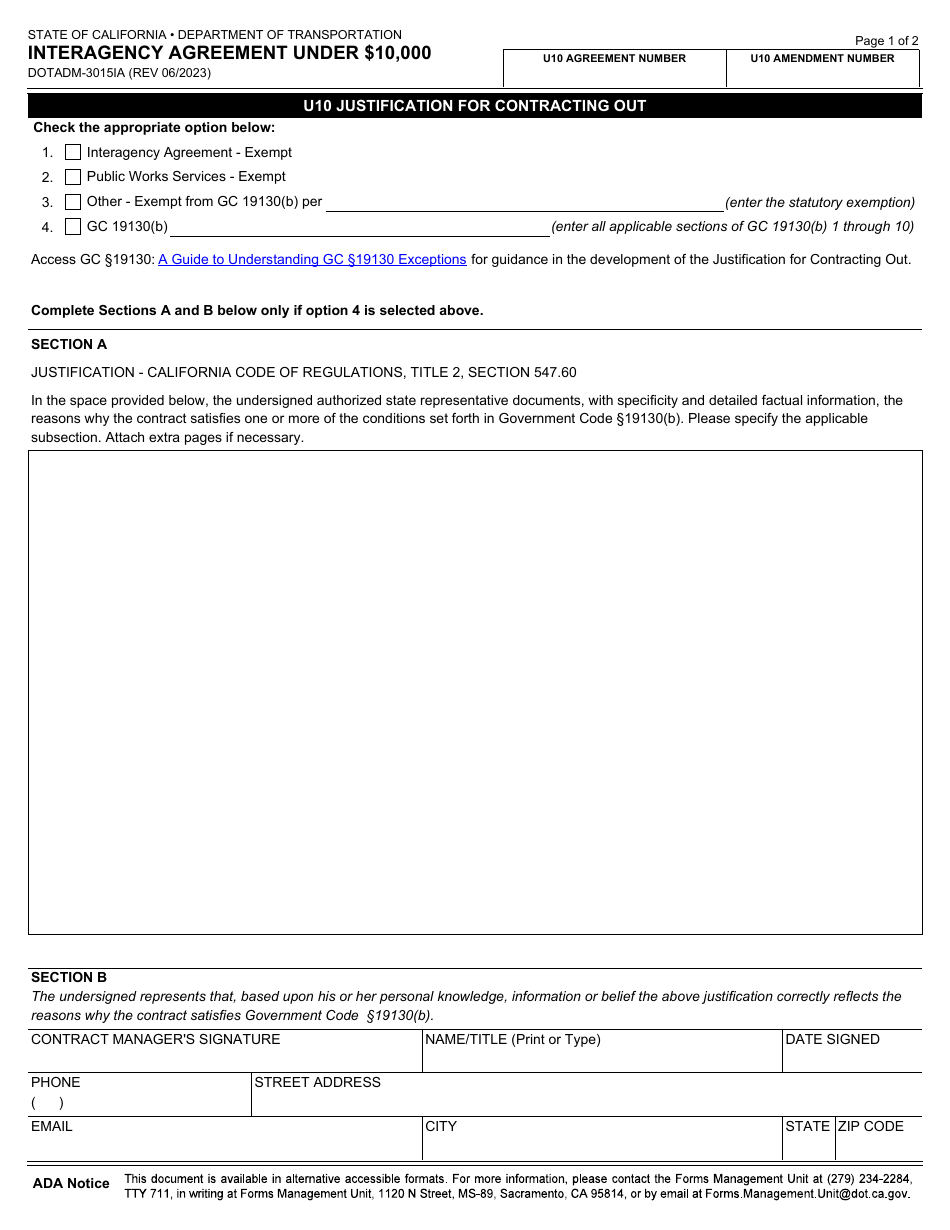 Form DOT ADM-3015IA Interagency Agreement Under $10,000 - California, Page 6