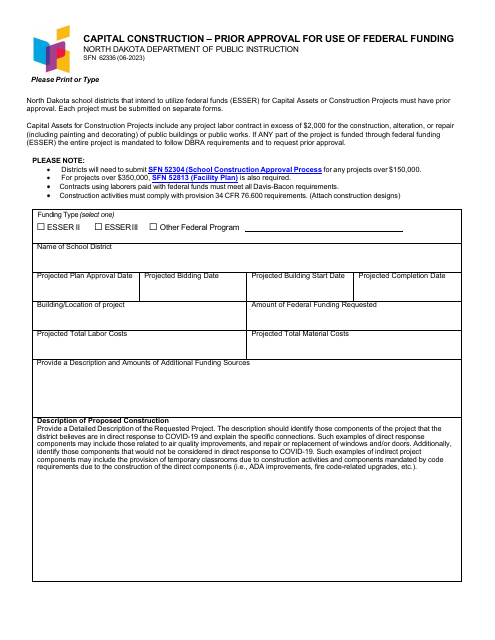Form SFN62336  Printable Pdf