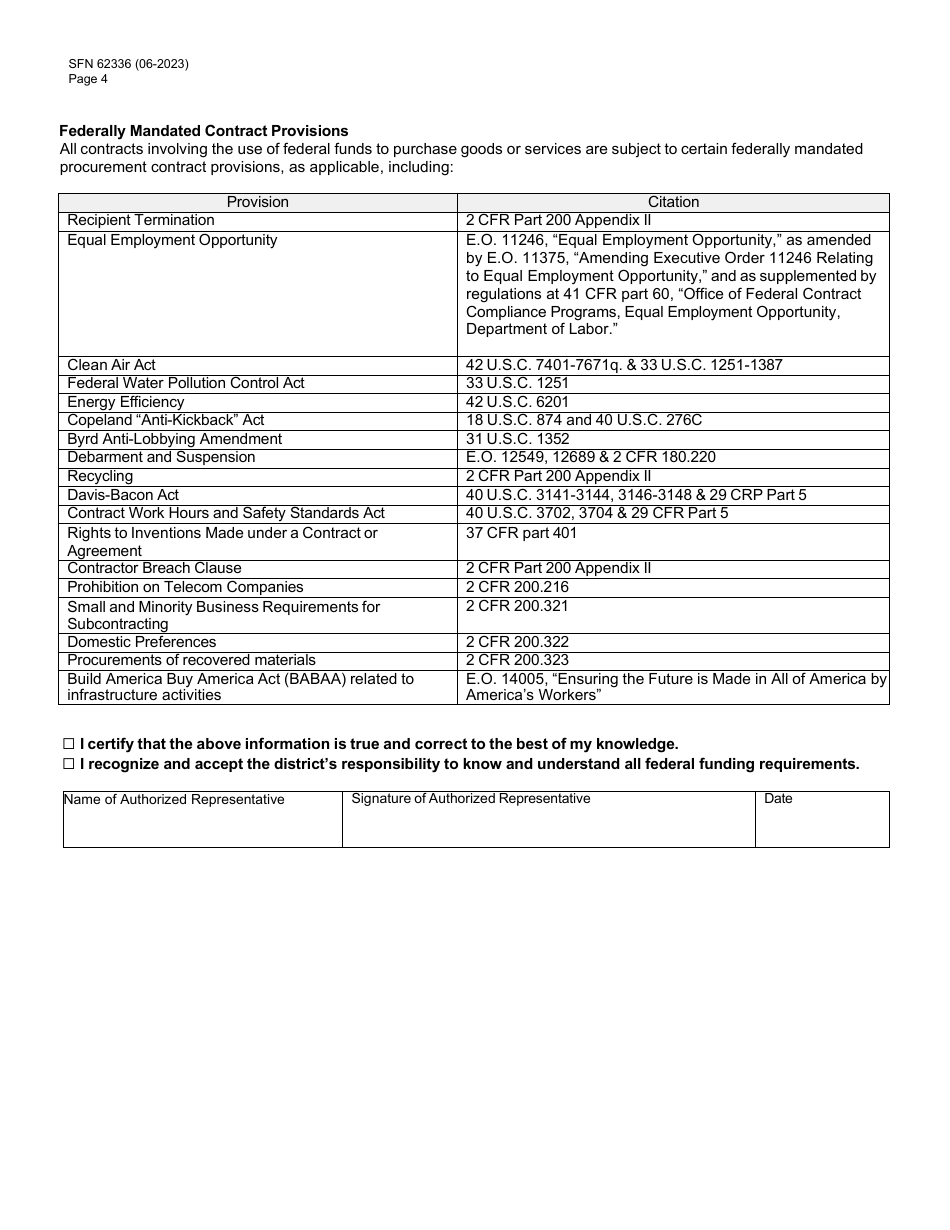 Form SFN62336 Capital Construction - Prior Approval for Use of Federal Funding - North Dakota, Page 4