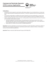 Commercial Pesticide Operator (Cpo) License Application - Oregon