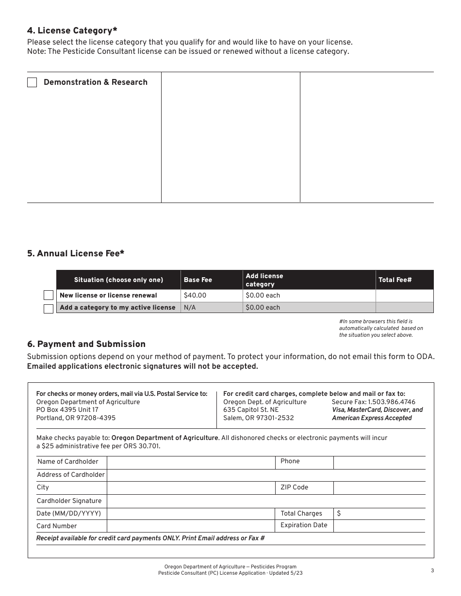 Pesticide Consultant (Pc) License Application - Oregon, Page 3