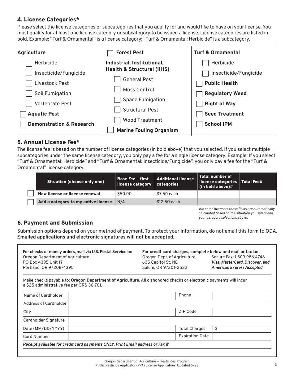Public Pesticide Applicator (Ppa) License Application - Oregon, Page 3