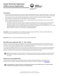 Document preview: Aerial Pesticide Applicator (Apa) License Application - Oregon
