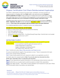 Document preview: Organic Certification Cost Share Reimbursement Application - Oregon, 2023