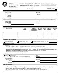 Document preview: Placed in Service Report Form - Small Scales (Cannabis 1,160 Lb (526 Kg) Capacity) - Oregon