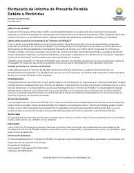 Document preview: Informe De Perdida Presuntamente Causada Por El Uso De Insecticidas, Herbicidas, Fungicidas Y Otros Pesticidas - Oregon (Spanish)