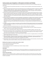 Informe De Perdida Presuntamente Causada Por El Uso De Insecticidas, Herbicidas, Fungicidas Y Otros Pesticidas - Oregon (Spanish), Page 2