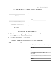 Form 10 Response to Petition for Review, Workers&#039; Compensation Commission or Workers&#039; Compensation Court of Existing Claims - Oklahoma
