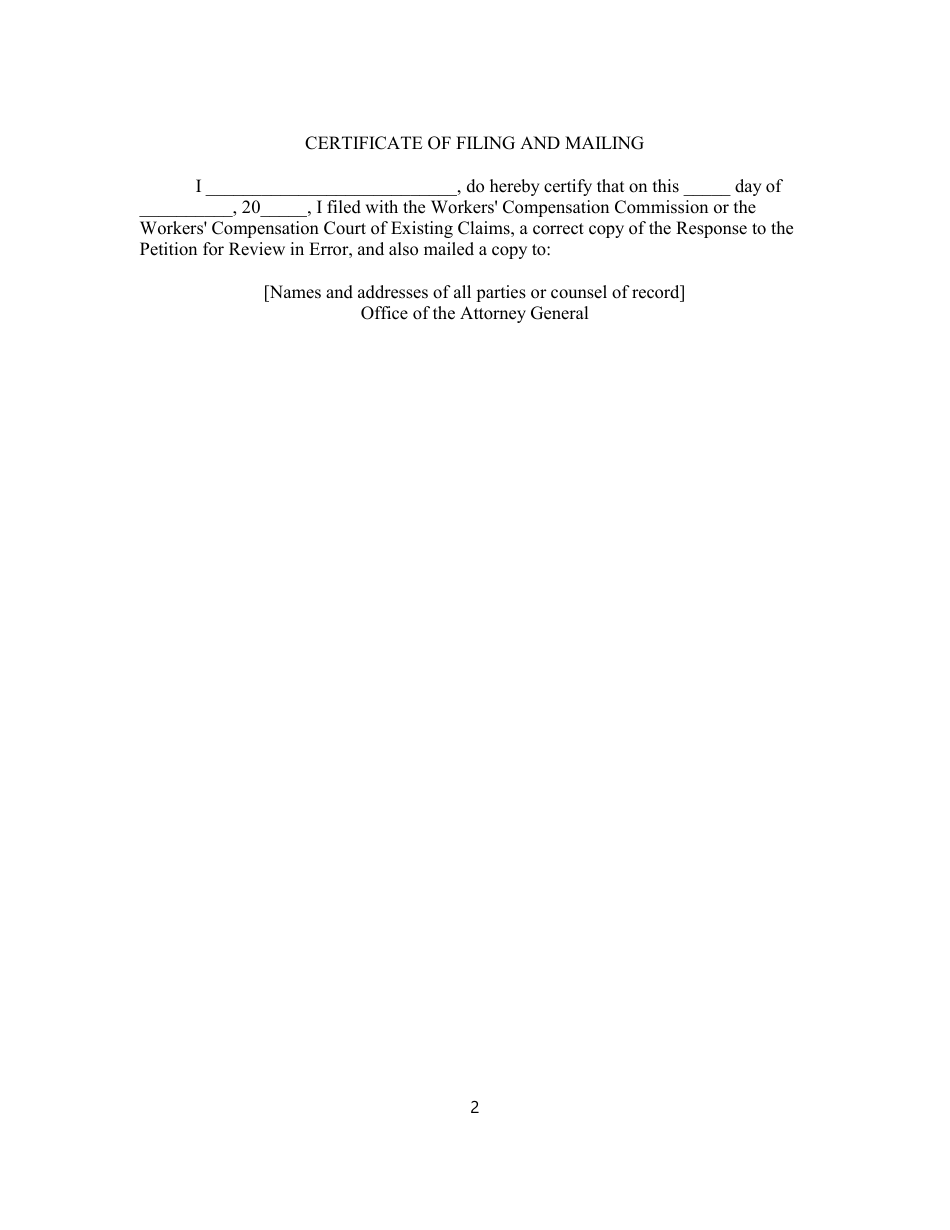 Form 10 Response to Petition for Review, Workers Compensation Commission or Workers Compensation Court of Existing Claims - Oklahoma, Page 2