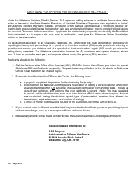 Certified Shorthand Reporters Application for Certification by Reciprocity - Oklahoma, Page 3