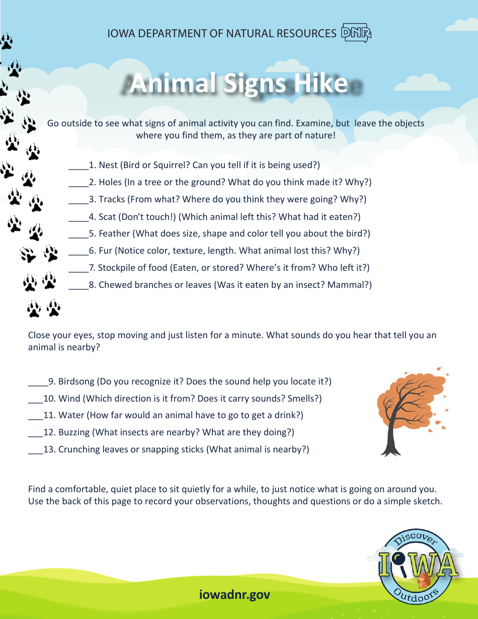 Animal Signs Hike - Iowa, Page 1