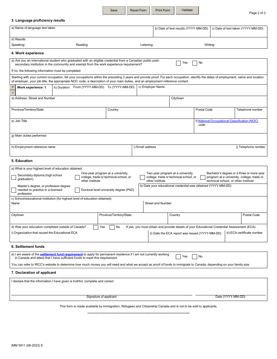 Form IMM5911 Schedule 1 Rural and Northern Immigration Pilot - Canada, Page 2