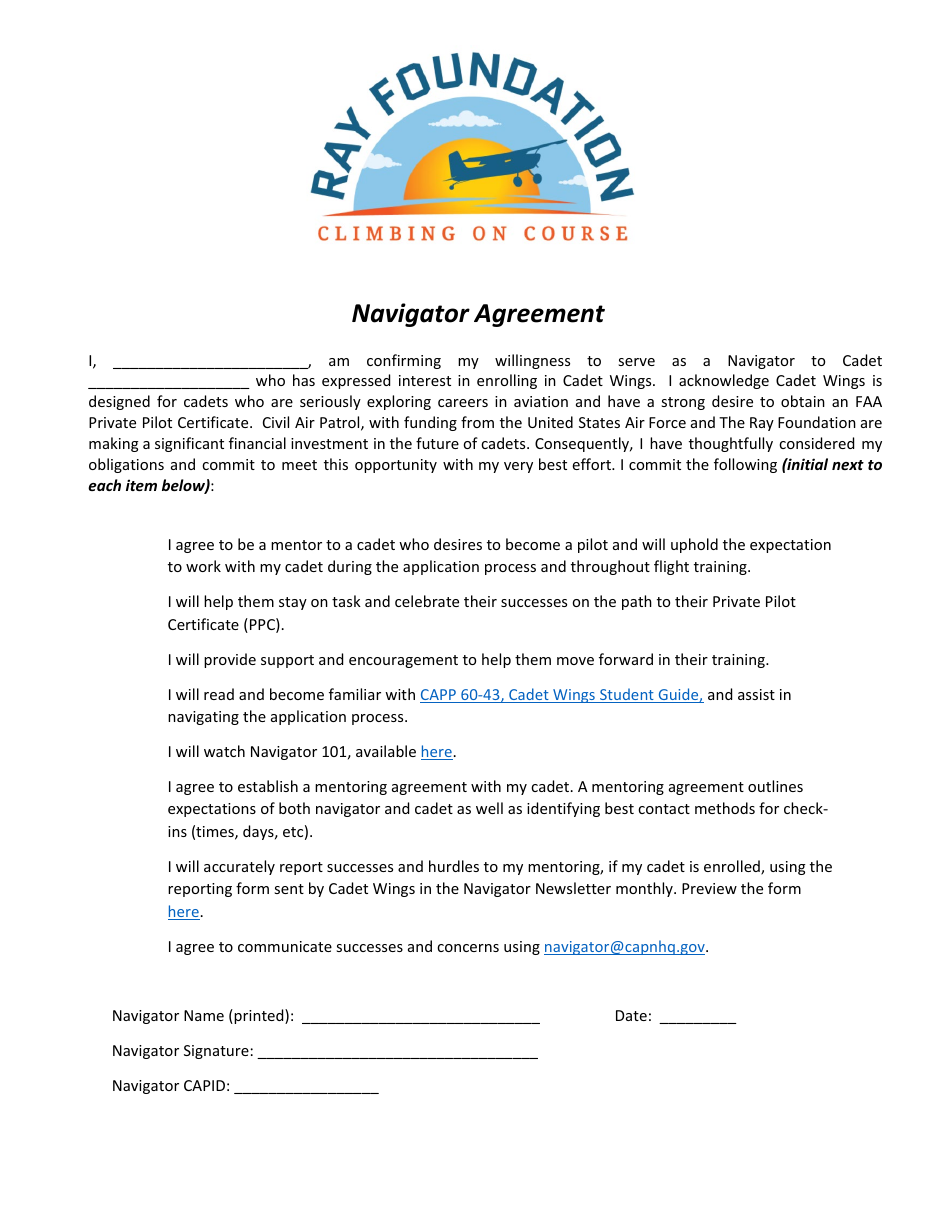 Navigator Agreement, Page 1