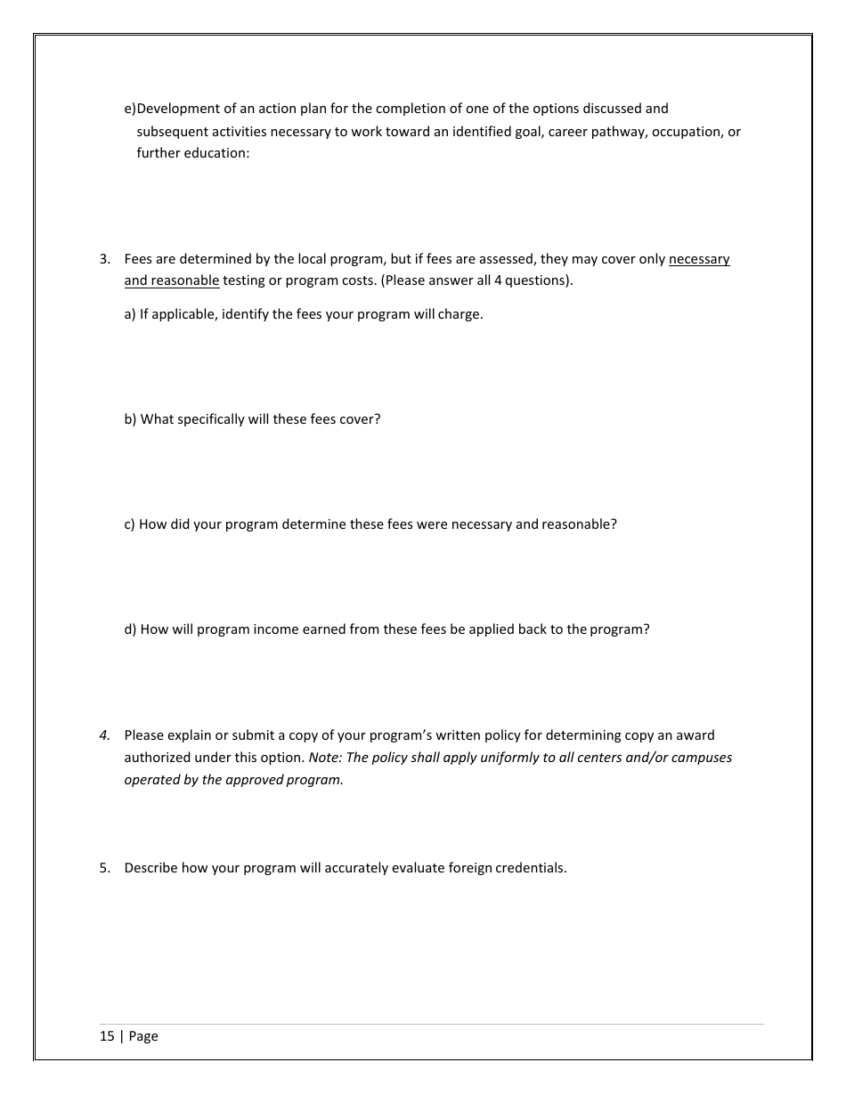 Agency / Program Application - Iowa High School Equivalency Diploma (Hsed) Alternative Pathways - Iowa, Page 15