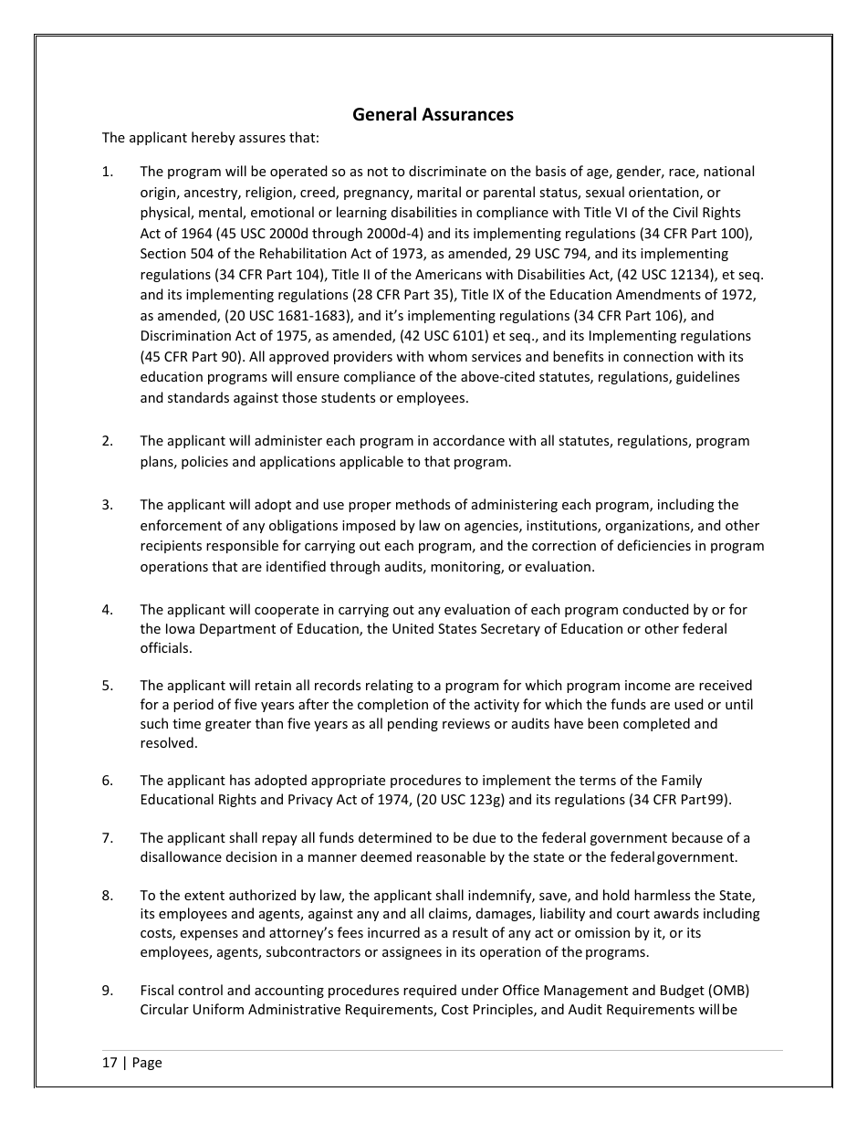 Agency / Program Application - Iowa High School Equivalency Diploma (Hsed) Alternative Pathways - Iowa, Page 17
