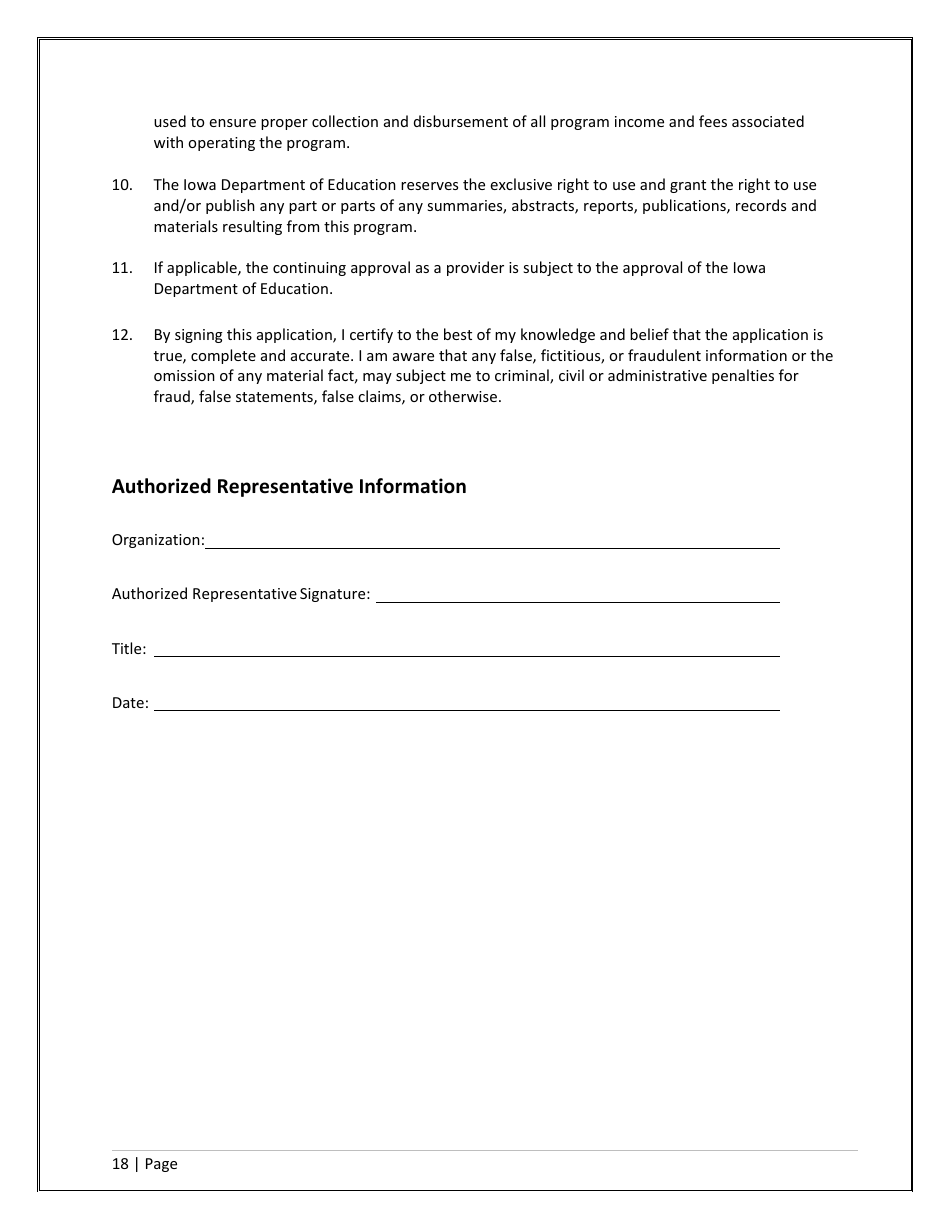 Agency / Program Application - Iowa High School Equivalency Diploma (Hsed) Alternative Pathways - Iowa, Page 18