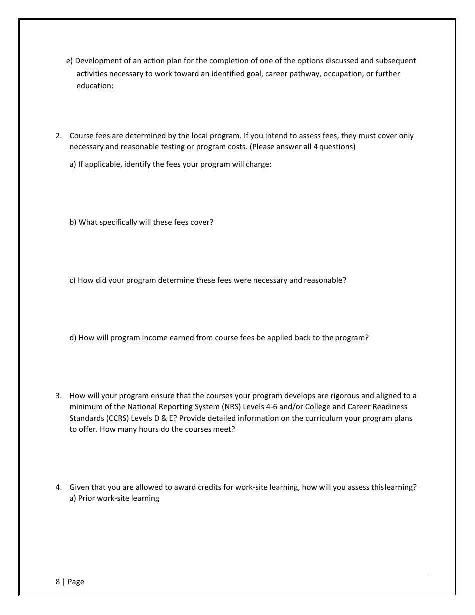 Agency / Program Application - Iowa High School Equivalency Diploma (Hsed) Alternative Pathways - Iowa, Page 8