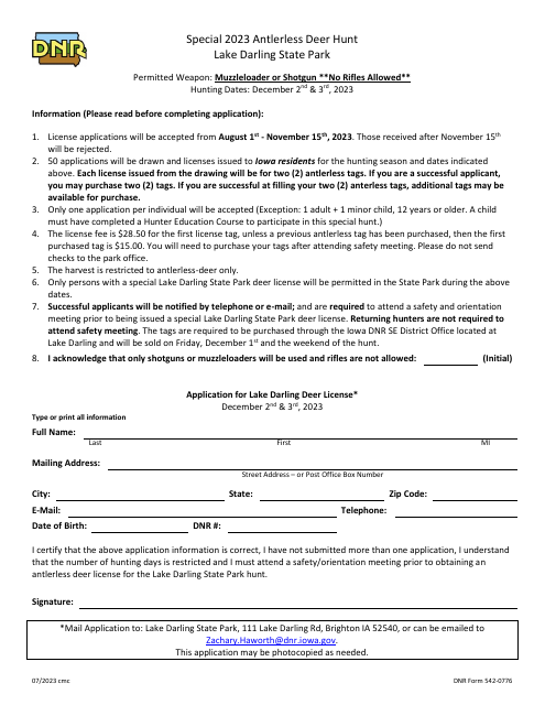 DNR Form 542-0776  Printable Pdf