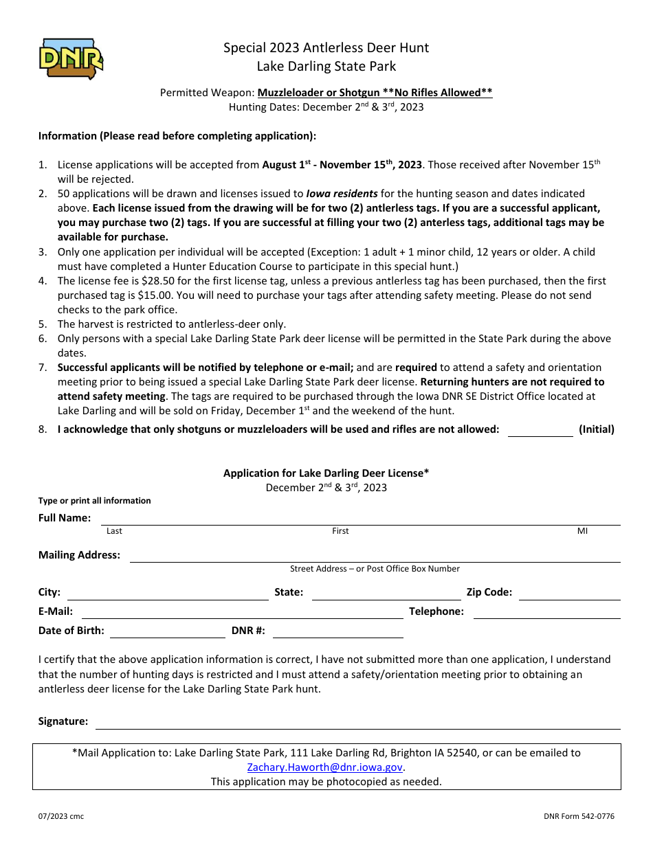 DNR Form 5420776 Download Fillable PDF or Fill Online Special