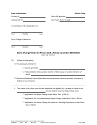 Form NAM104 Name Change Notice for Person With a Felony Conviction - Minnesota