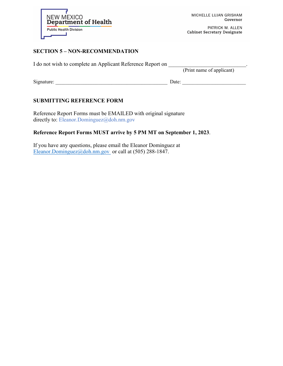 Reference Report Form - New Mexico, Page 3