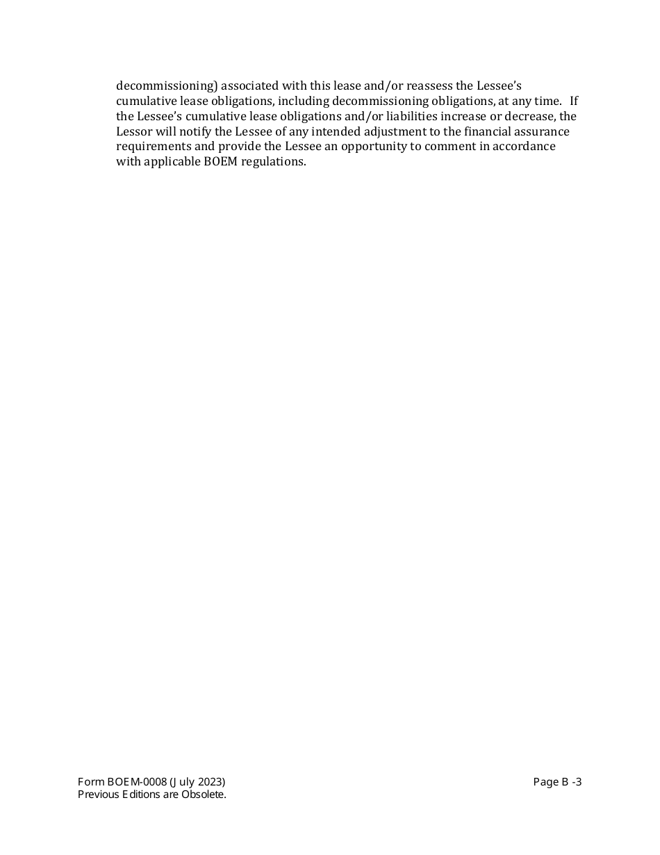 Form BOEM-0008 Commercial Lease of Submerged Lands for Renewable Energy Development on the Outer Continental Shelf, Page 13