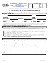 DNR Form 542-1456 Application for Free Annual Resident Disabled Fishing License for Persons 16+ Years of Age With Severe Mental or Physical Disabilities - Iowa