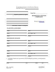 Document preview: Residential Eviction Complaint - Oregon