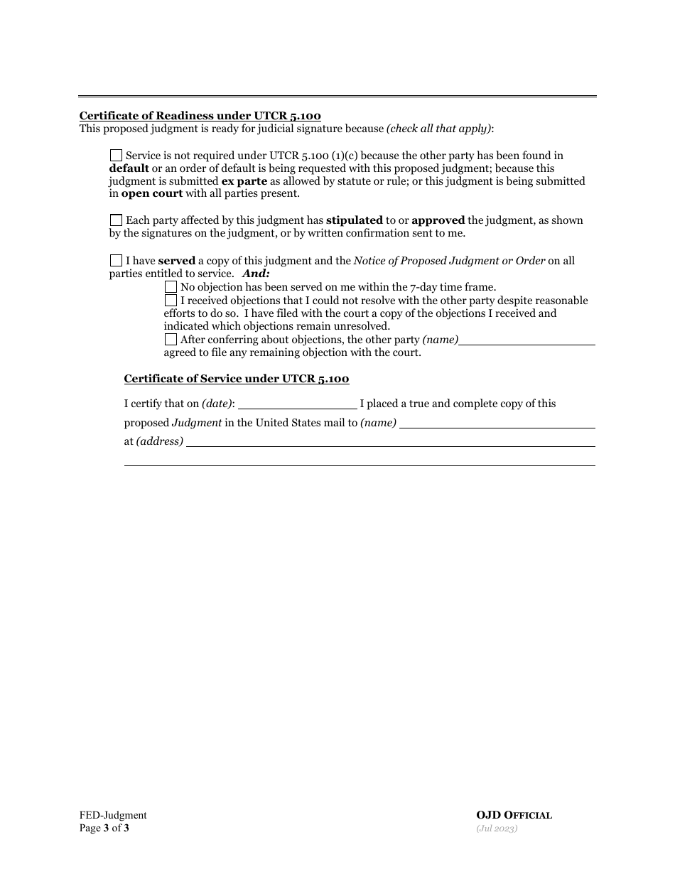 Oregon Residential Eviction General Judgment Download Printable PDF ...