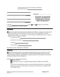 Petition to Register Foreign Deposition Instrument and/or Issue Subpoenas - Oregon