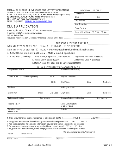 Club Application - Maine