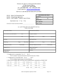 Document preview: Bottle Club Registration Application - Maine