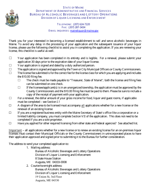 Application for a Public Service License - Maine Download Pdf