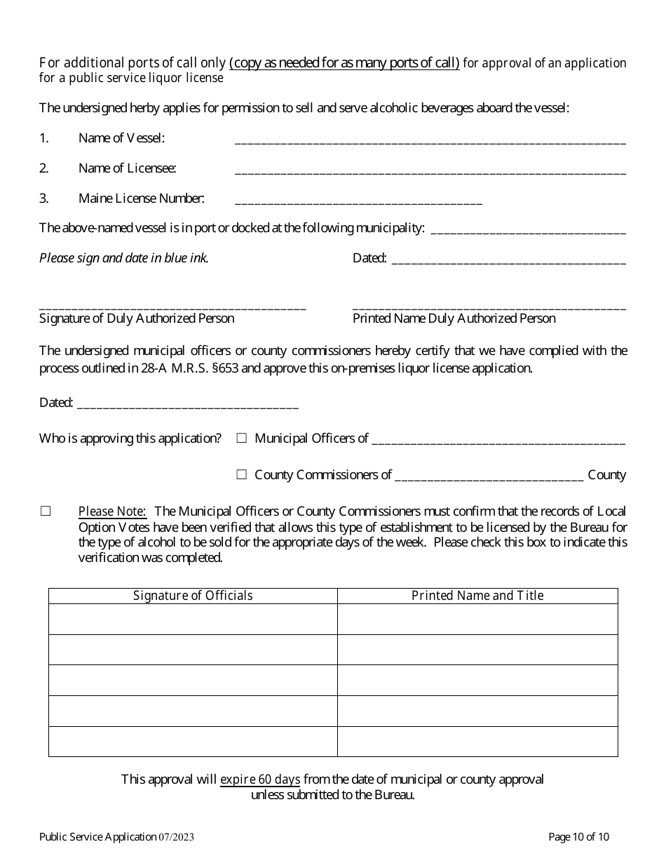 Application for a Public Service License - Maine, Page 12