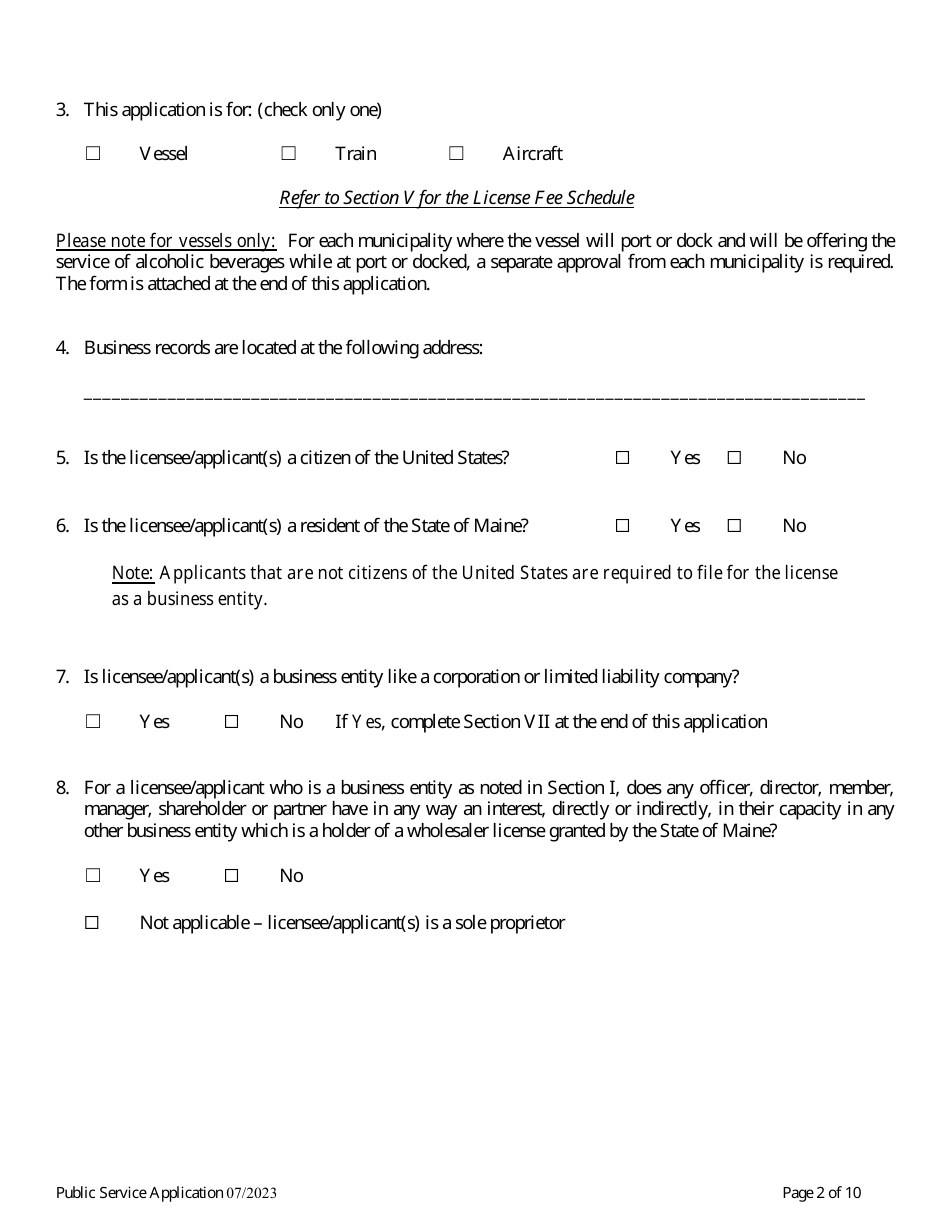 Application for a Public Service License - Maine, Page 4