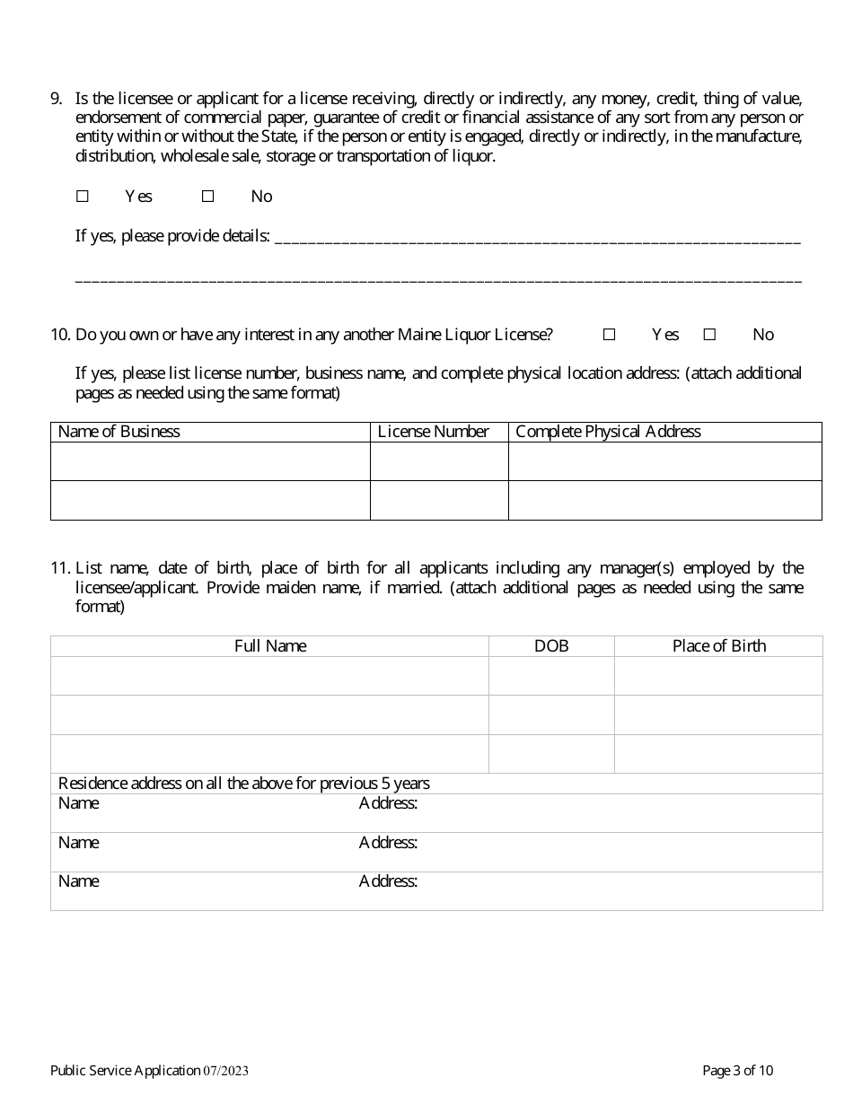 Application for a Public Service License - Maine, Page 5